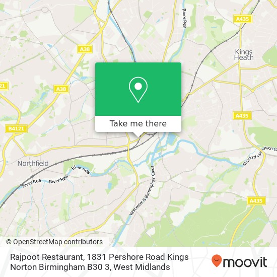 Rajpoot Restaurant, 1831 Pershore Road Kings Norton Birmingham B30 3 map