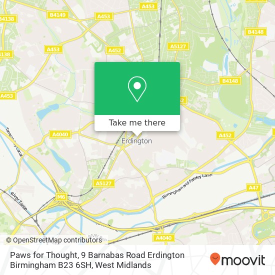 Paws for Thought, 9 Barnabas Road Erdington Birmingham B23 6SH map