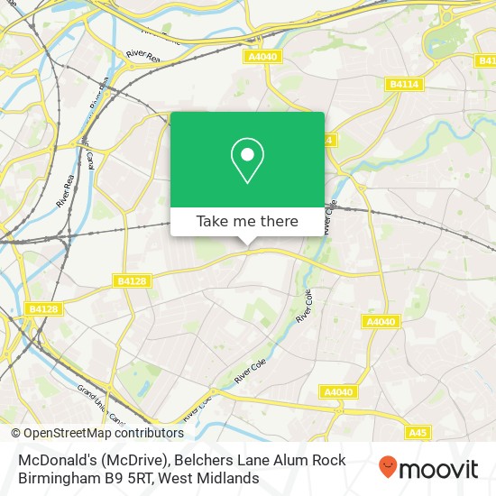 McDonald's (McDrive), Belchers Lane Alum Rock Birmingham B9 5RT map