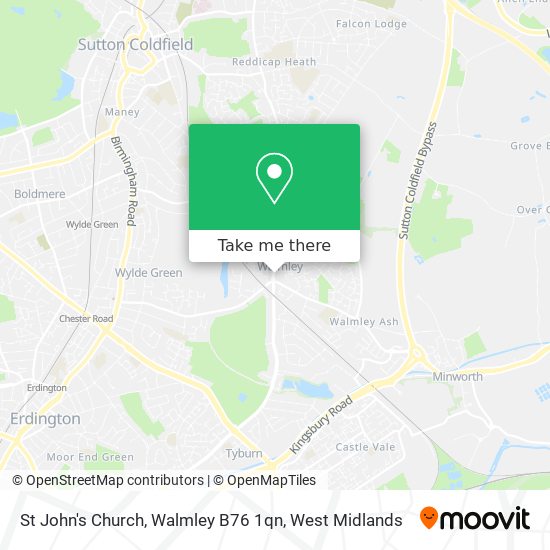 St John's Church, Walmley B76 1qn map