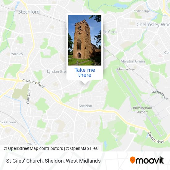 St Giles' Church, Sheldon map