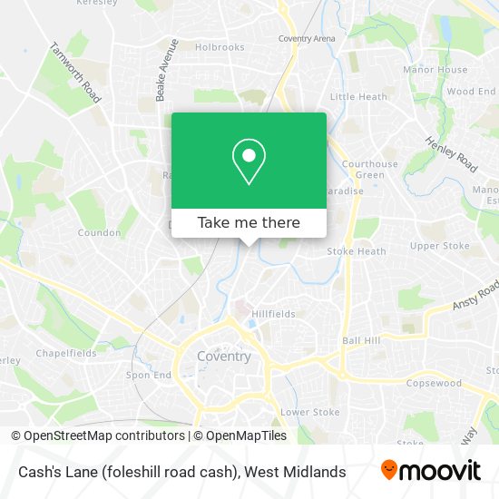 Cash's Lane (foleshill road cash) map