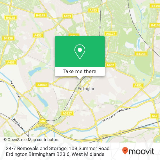 24-7 Removals and Storage, 108 Summer Road Erdington Birmingham B23 6 map