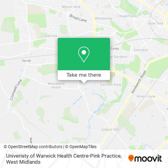 Univeristy of Warwick Health Centre-Pink Practice map