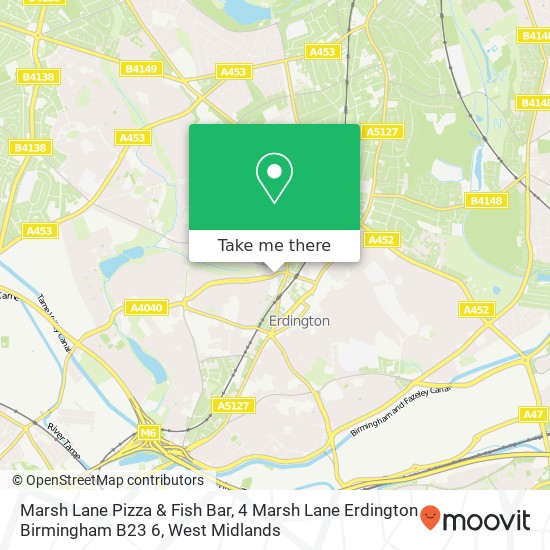 Marsh Lane Pizza & Fish Bar, 4 Marsh Lane Erdington Birmingham B23 6 map