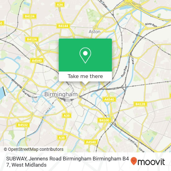 SUBWAY, Jennens Road Birmingham Birmingham B4 7 map