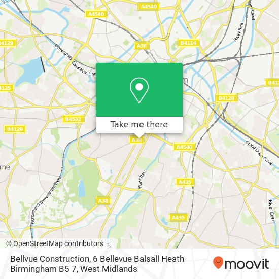 Bellvue Construction, 6 Bellevue Balsall Heath Birmingham B5 7 map