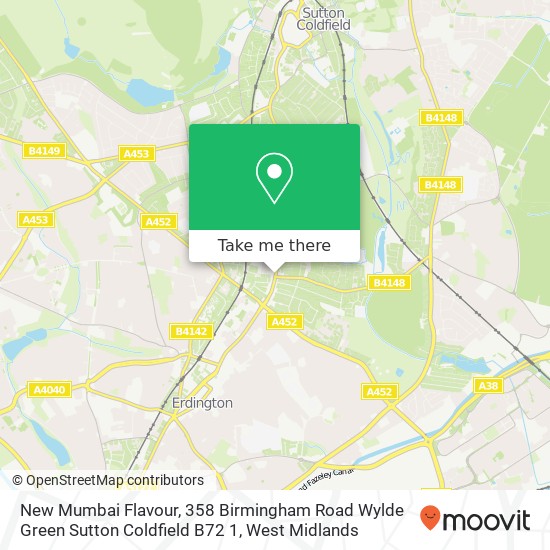 New Mumbai Flavour, 358 Birmingham Road Wylde Green Sutton Coldfield B72 1 map