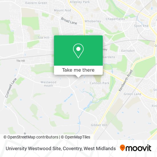 University Westwood Site, Coventry map