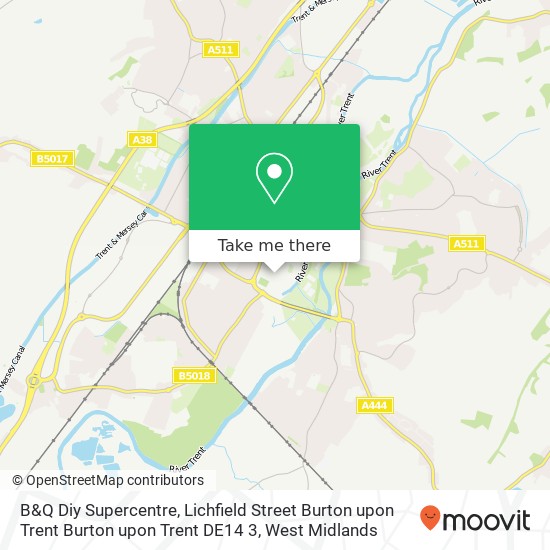 B&Q Diy Supercentre, Lichfield Street Burton upon Trent Burton upon Trent DE14 3 map