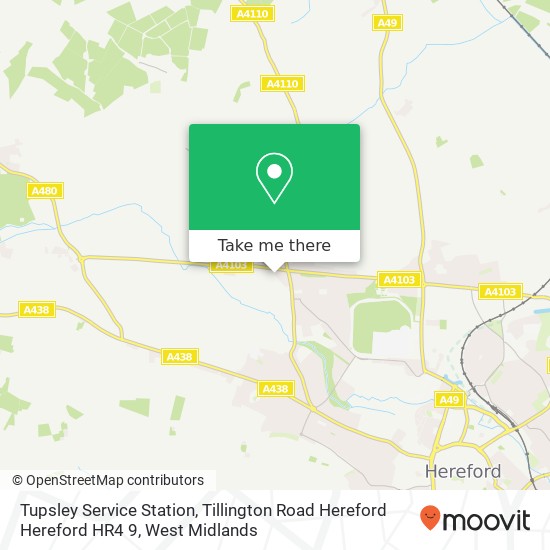 Tupsley Service Station, Tillington Road Hereford Hereford HR4 9 map