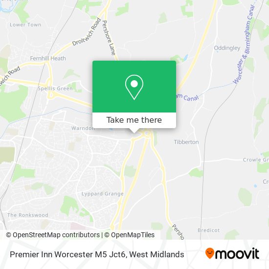 Premier Inn Worcester M5 Jct6 map