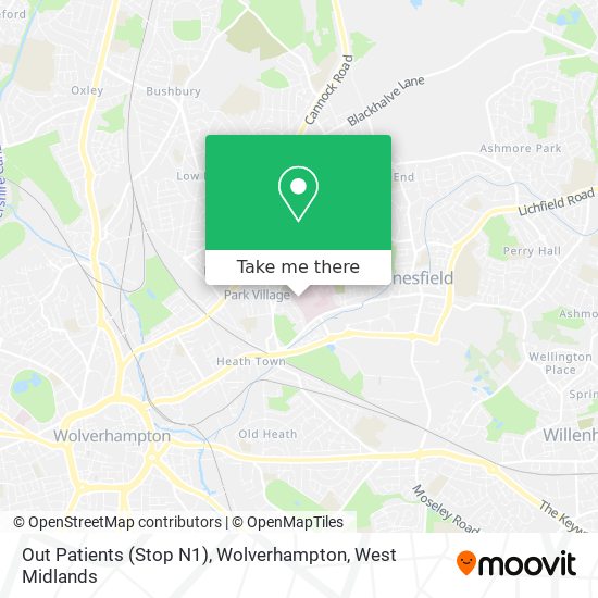 Out Patients (Stop N1), Wolverhampton map