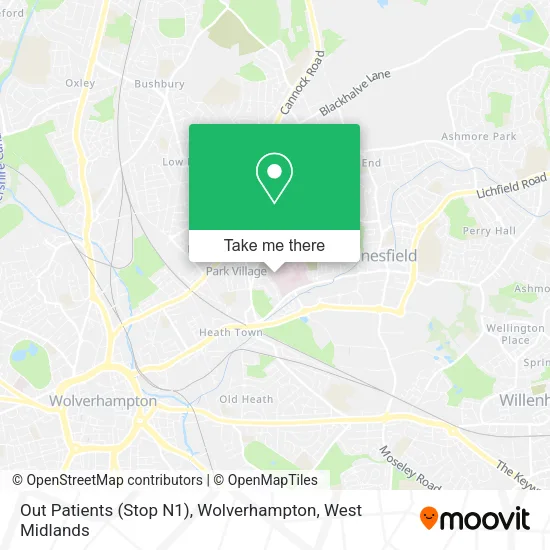 Out Patients (Stop N1), Wolverhampton map