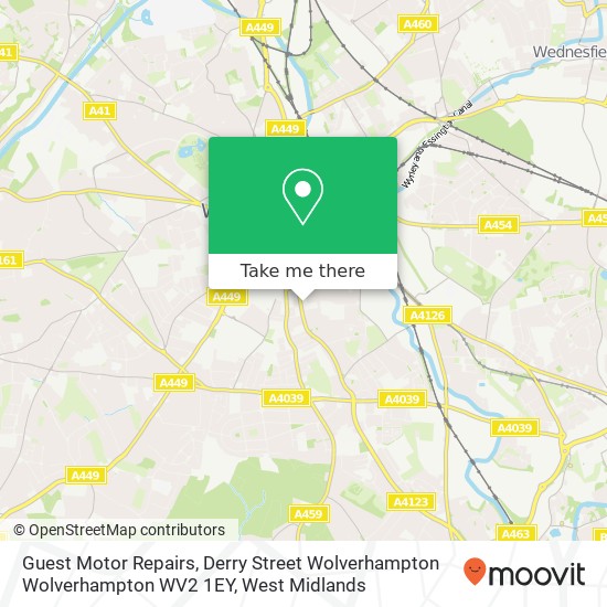 Guest Motor Repairs, Derry Street Wolverhampton Wolverhampton WV2 1EY map