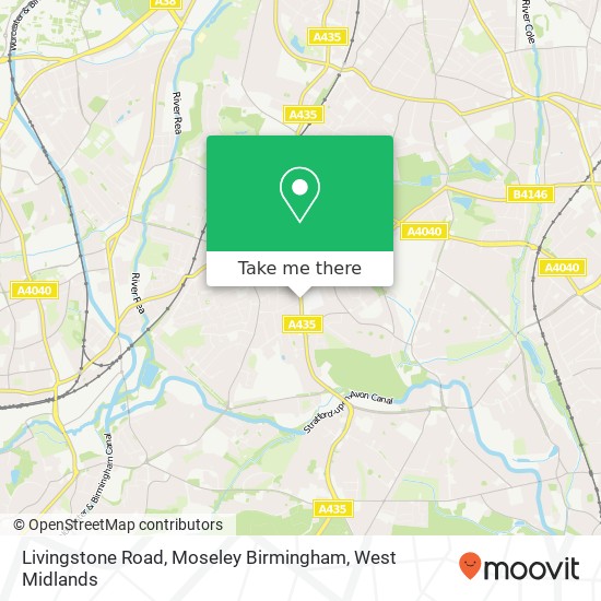 Livingstone Road, Moseley Birmingham map