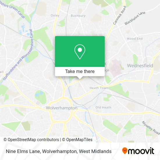 Nine Elms Lane, Wolverhampton map