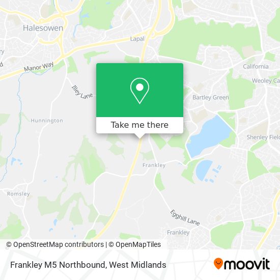 Frankley M5 Northbound map