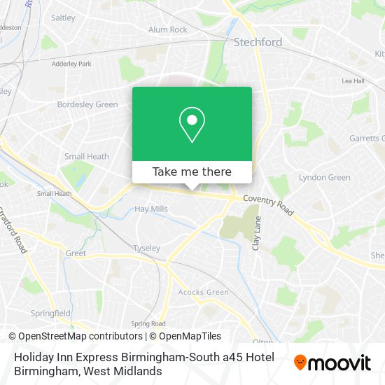 How to get to Holiday Inn Express Birmingham-South a45 Hotel Birmingham in  South Yardley by Bus or Train?