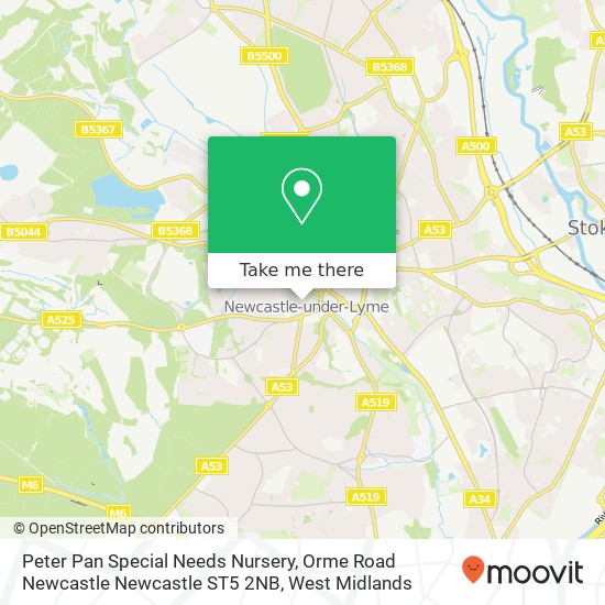 Peter Pan Special Needs Nursery, Orme Road Newcastle Newcastle ST5 2NB map