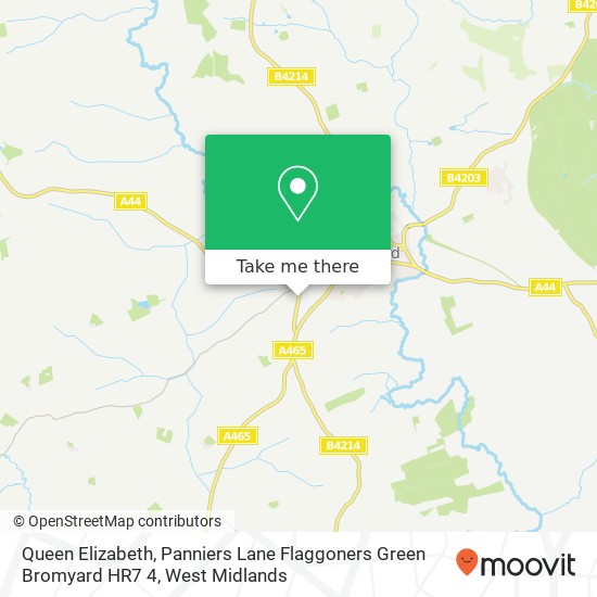 Queen Elizabeth, Panniers Lane Flaggoners Green Bromyard HR7 4 map