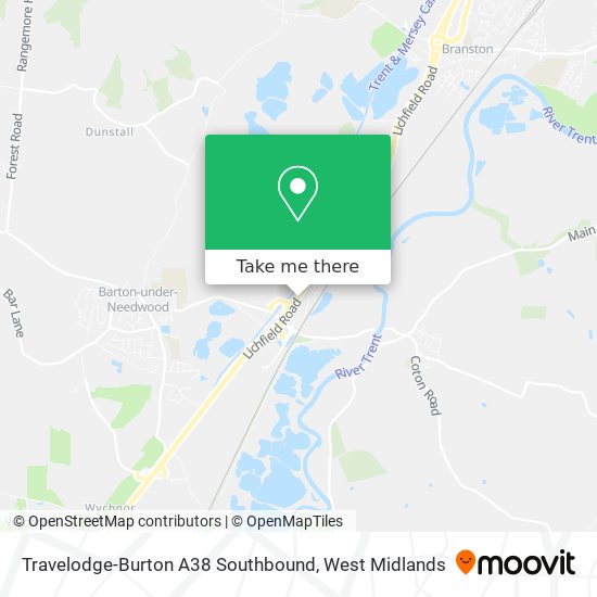 Travelodge-Burton A38 Southbound map