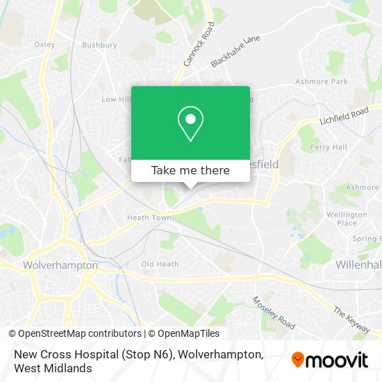 New Cross Hospital (Stop N6), Wolverhampton map