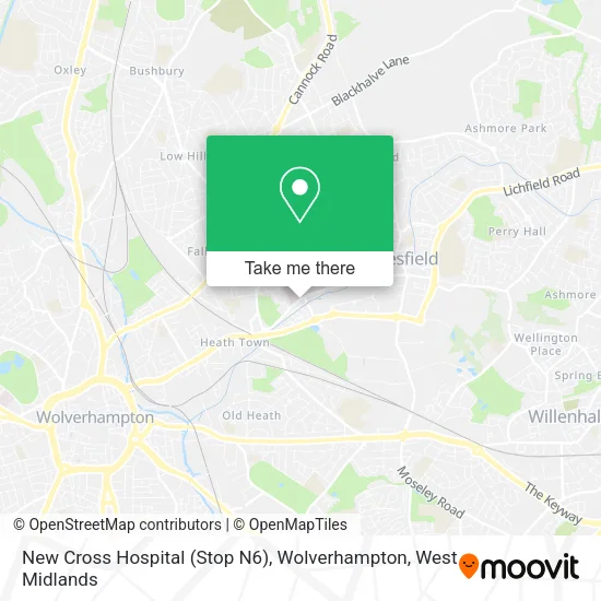 New Cross Hospital (Stop N6), Wolverhampton map