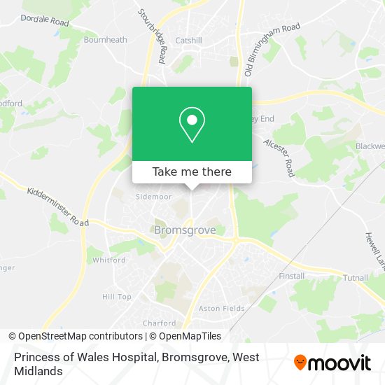 Princess of Wales Hospital, Bromsgrove map