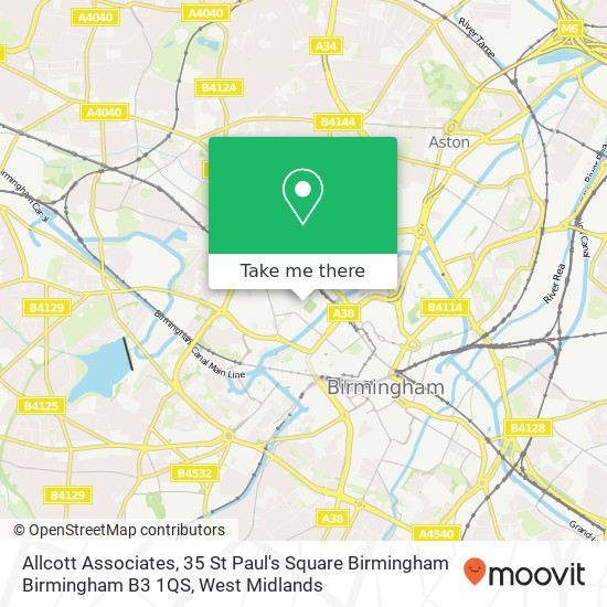Allcott Associates, 35 St Paul's Square Birmingham Birmingham B3 1QS map