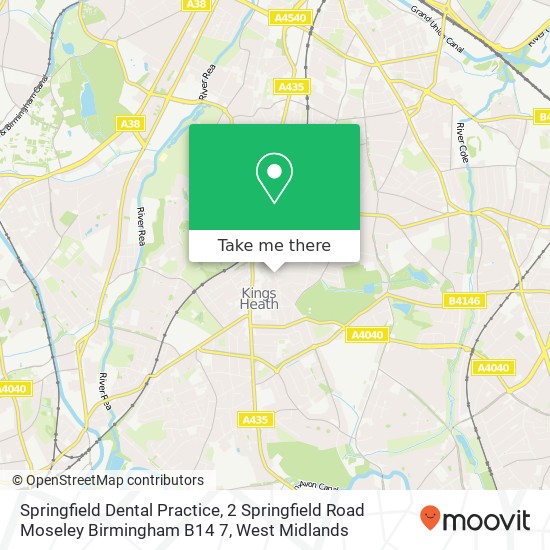 Springfield Dental Practice, 2 Springfield Road Moseley Birmingham B14 7 map