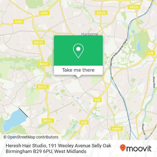 Heresh Hair Studio, 191 Weoley Avenue Selly Oak Birmingham B29 6PU map