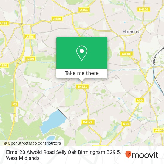 Elms, 20 Alwold Road Selly Oak Birmingham B29 5 map