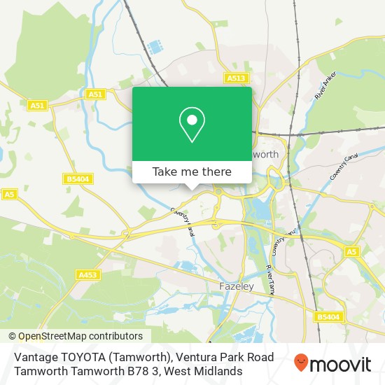 Vantage TOYOTA (Tamworth), Ventura Park Road Tamworth Tamworth B78 3 map