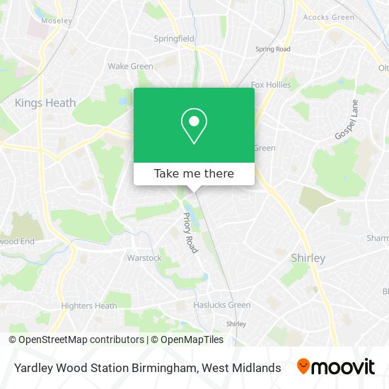 Yardley Wood Station Birmingham map