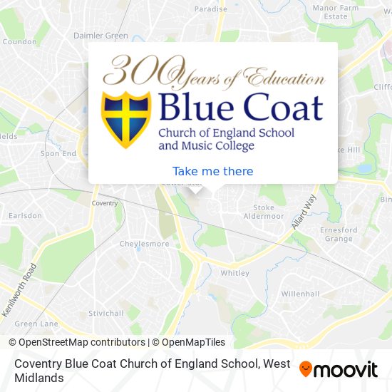 Coventry Blue Coat Church of England School map