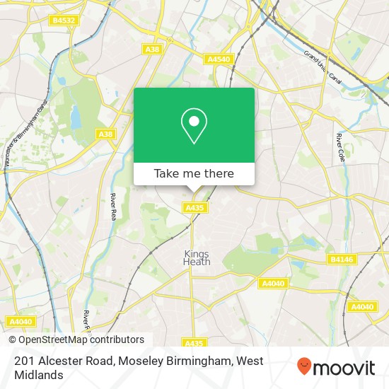 201 Alcester Road, Moseley Birmingham map