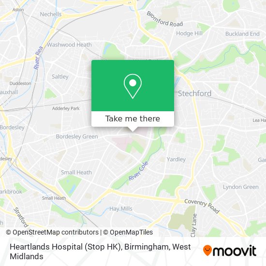 Heartlands Hospital (Stop HK), Birmingham map