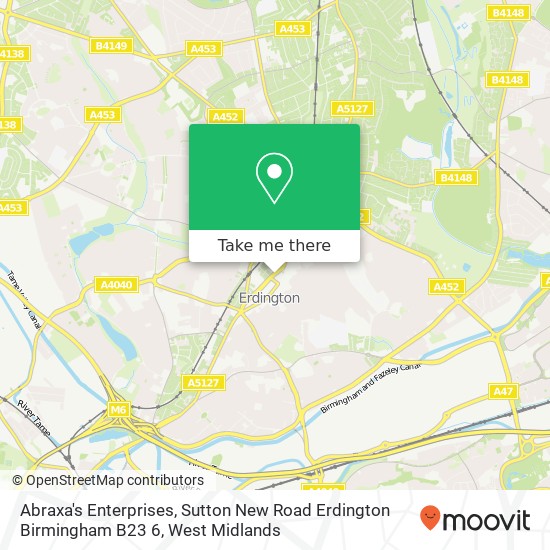 Abraxa's Enterprises, Sutton New Road Erdington Birmingham B23 6 map