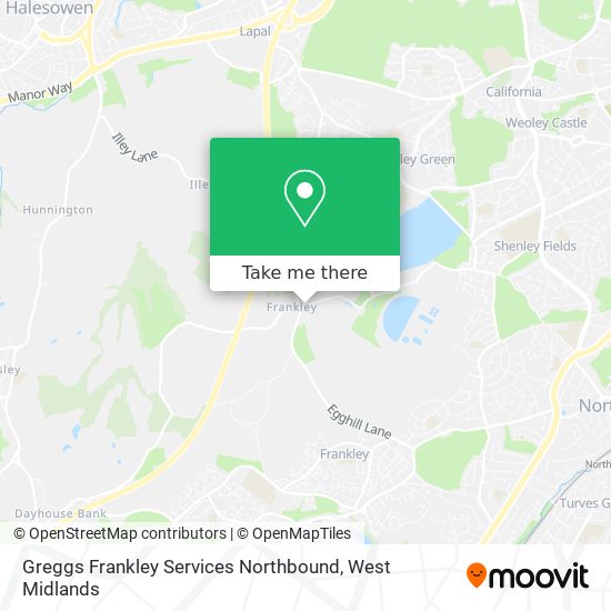 Greggs Frankley Services Northbound map