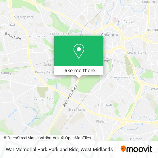 War Memorial Park Park and Ride map