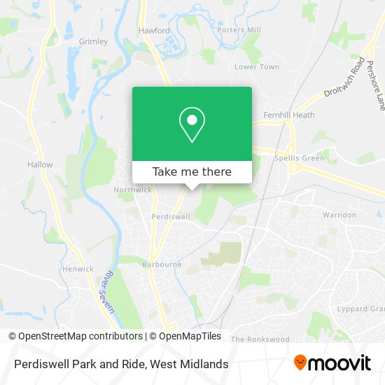 Perdiswell Park and Ride map