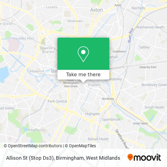Allison St (Stop Ds3), Birmingham map