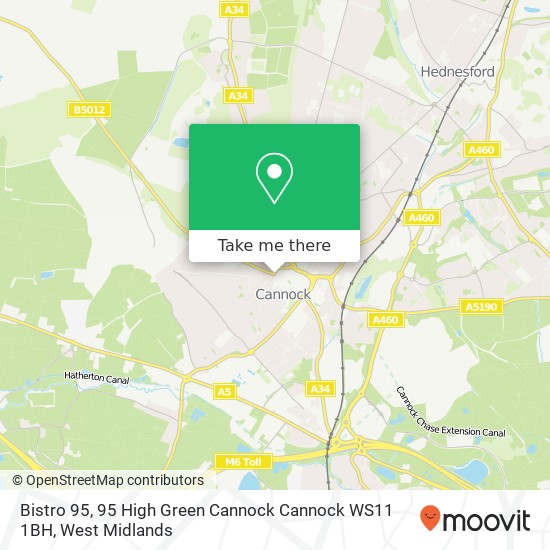 Bistro 95, 95 High Green Cannock Cannock WS11 1BH map