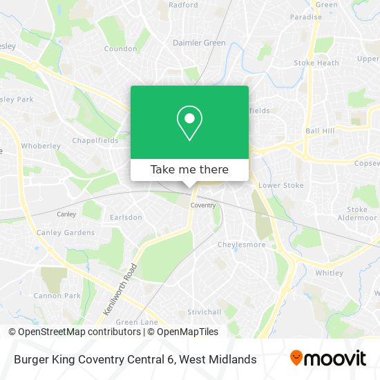 Burger King Coventry Central 6 map