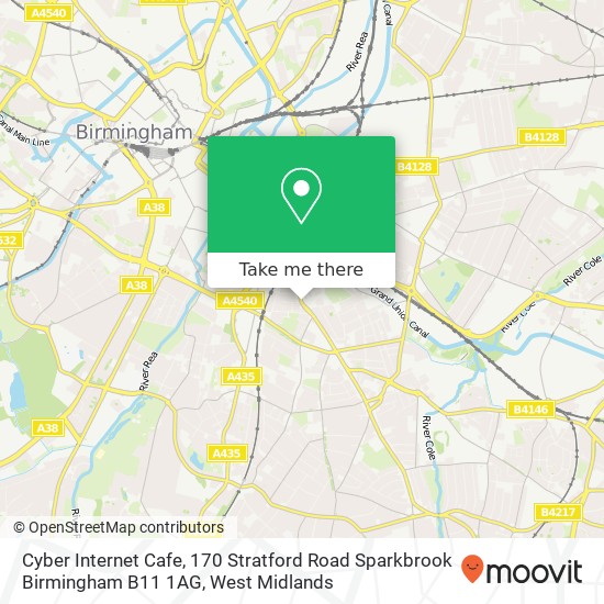 Cyber Internet Cafe, 170 Stratford Road Sparkbrook Birmingham B11 1AG map