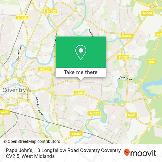 Papa John's, 13 Longfellow Road Coventry Coventry CV2 5 map