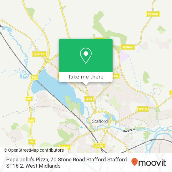 Papa John's Pizza, 70 Stone Road Stafford Stafford ST16 2 map