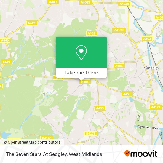 The Seven Stars At Sedgley map