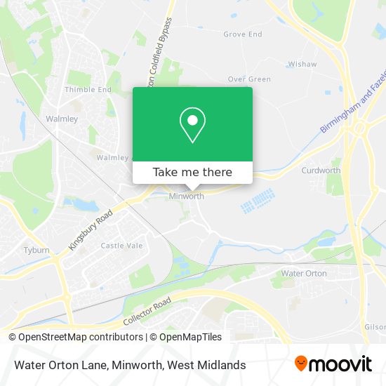 Water Orton Lane, Minworth map